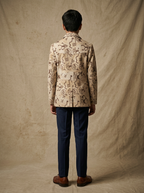 Boys wearing ivory tribal hand block printed cotton shacket full view