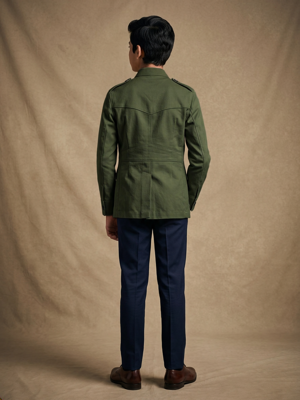 Boys Olive Green Cotton Canvas Hunter Jacket
