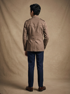 Boys Khaki Brown Cotton Canvas Hunter Jacket