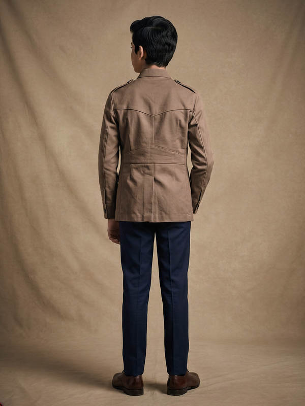 Boys Khaki Brown Cotton Canvas Hunter Jacket