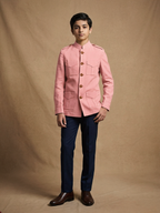Boy wearing dusty rose cotton canvas hunter jacket front view | NEW AGE CLOTHING