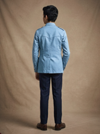 Boys Powder Blue Cotton Canvas Hunter Jacket