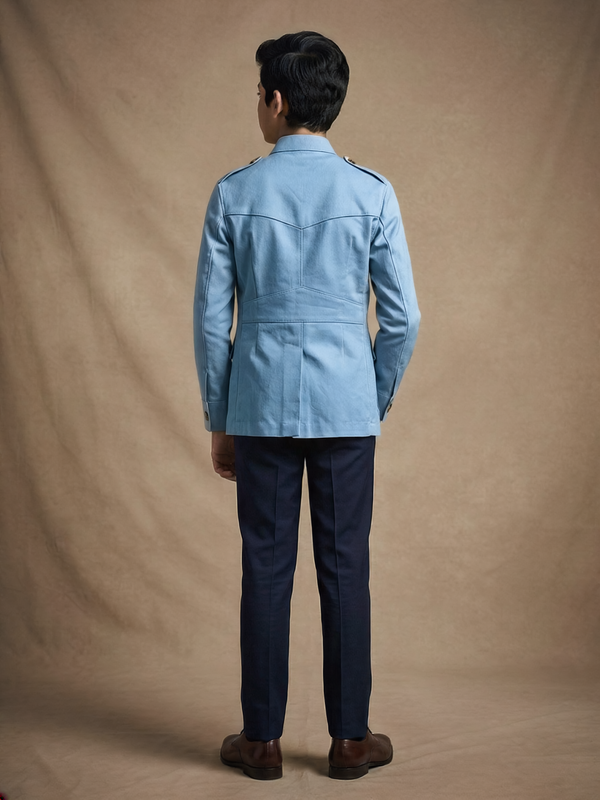Boys Powder Blue Cotton Canvas Hunter Jacket