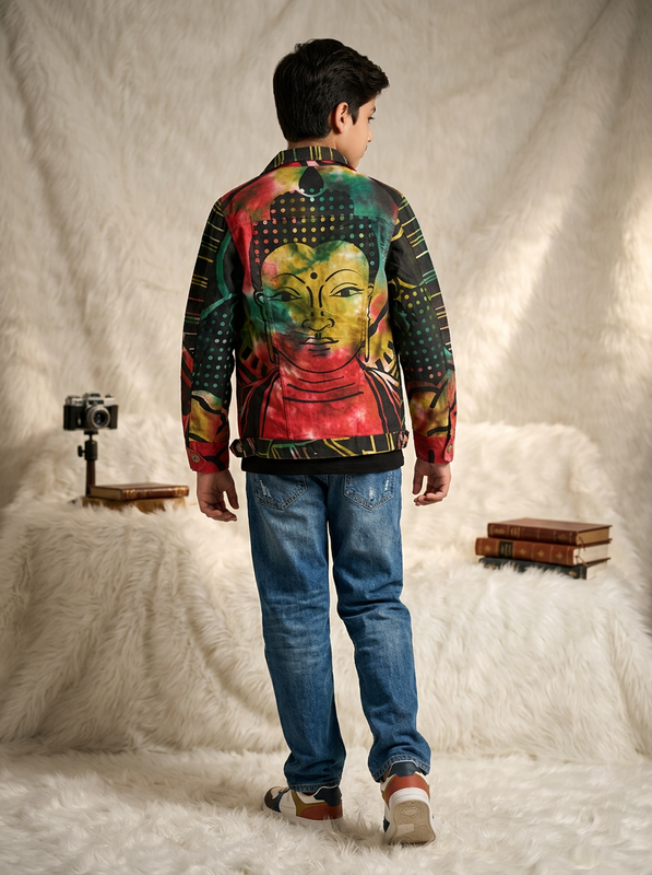 Urban Multicolor Graphic Cotton Casual Jacket for Boys - 6-7 Years