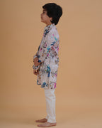 Boys Multicolor Vibrant Floral Print Cotton Kurta Pajama Set - view 3 | NEW AGE CLOTHING