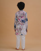 Boys Multicolor Vibrant Floral Print Cotton Kurta Pajama Set - view 4 | NEW AGE CLOTHING
