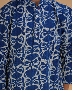 Boys Blue Indigo Vegetable Dye Solid Cotton Kurta Pajama Set - view 6 | NEW AGE CLOTHING