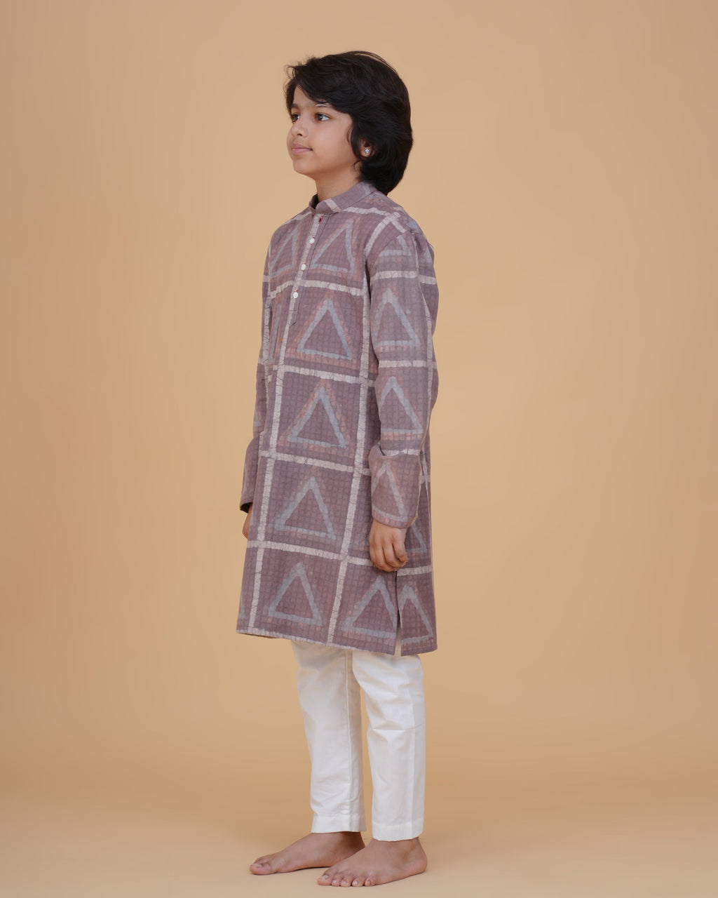 Boys' Eco-Friendly Vegetable Dyed Cotton Kurta with White Pajama – Sustainable & Stylish Ethnic Wear