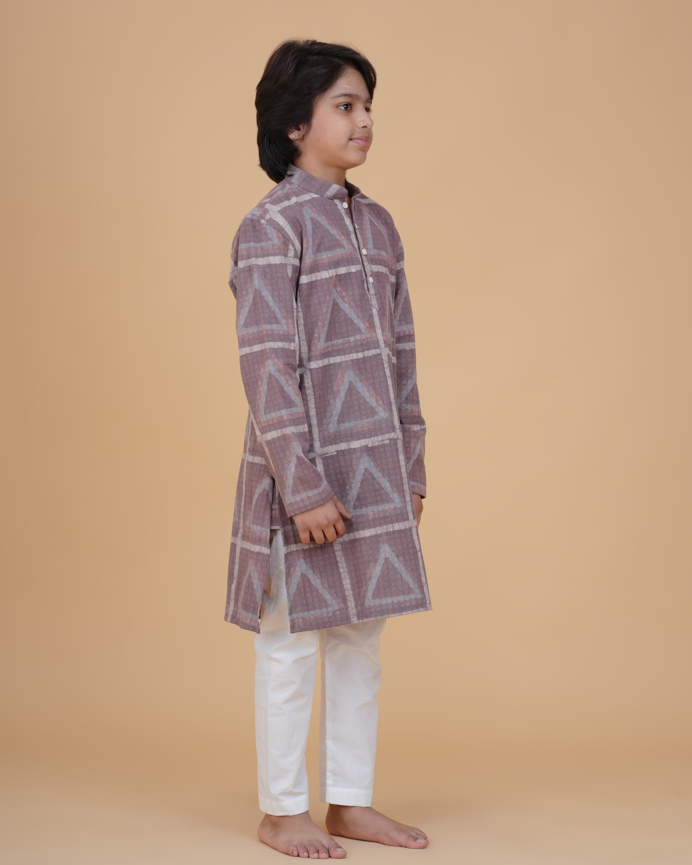Boys' Eco-Friendly Vegetable Dyed Cotton Kurta with White Pajama – Sustainable & Stylish Ethnic Wear