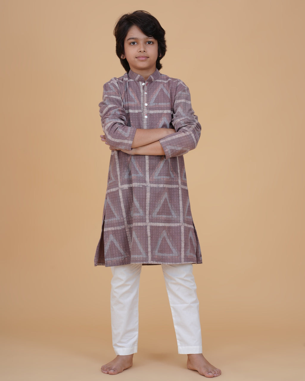 Boys' Eco-Friendly Vegetable Dyed Cotton Kurta with White Pajama – Sustainable & Stylish Ethnic Wear