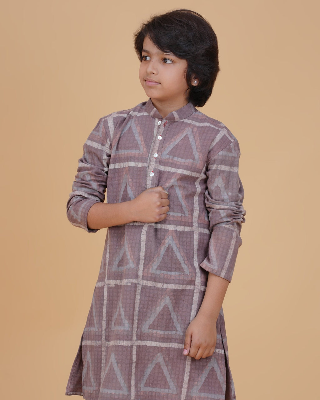 Boys' Eco-Friendly Vegetable Dyed Cotton Kurta with White Pajama – Sustainable & Stylish Ethnic Wear