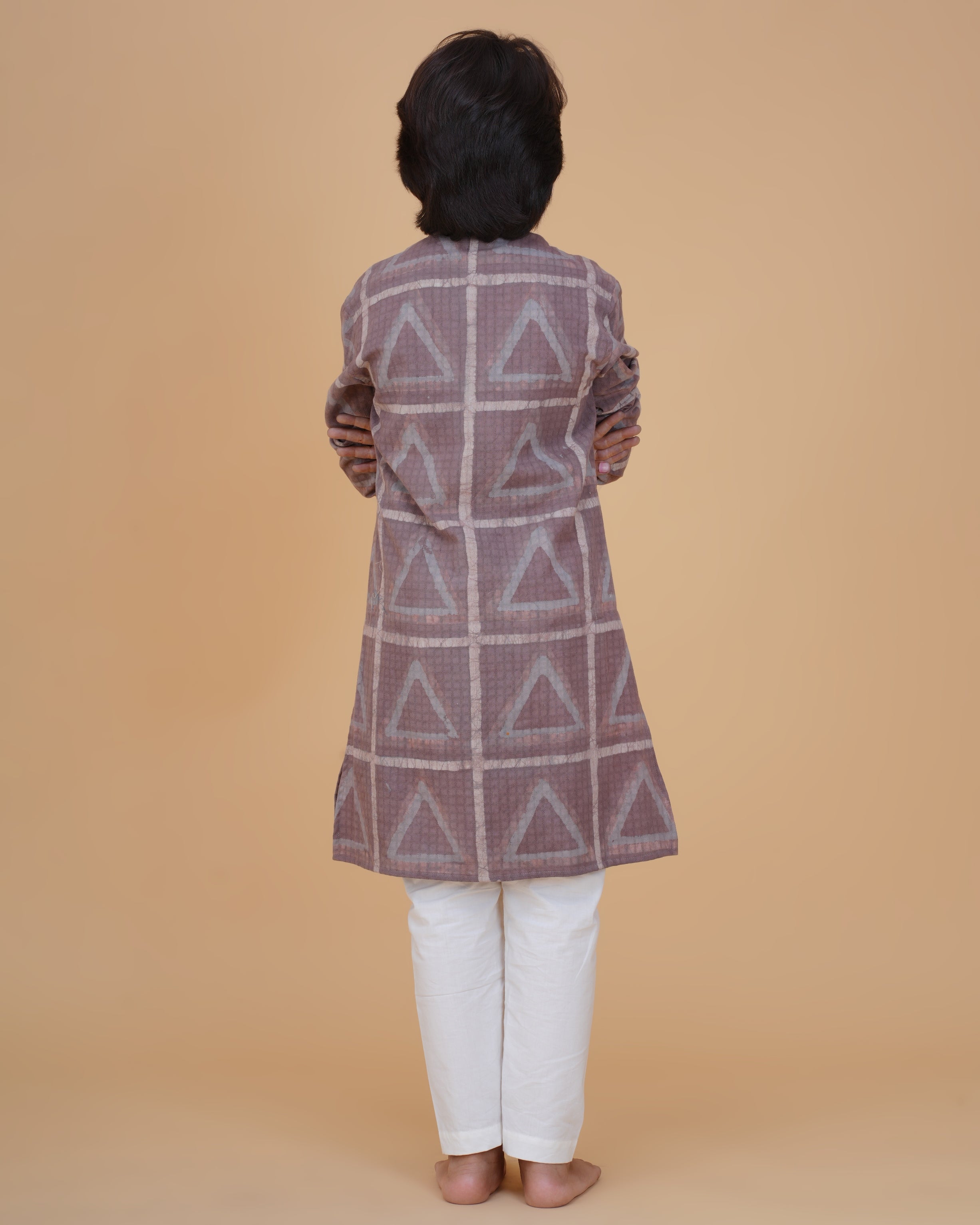 Boys' Eco-Friendly Vegetable Dyed Cotton Kurta with White Pajama – Sustainable & Stylish Ethnic Wear